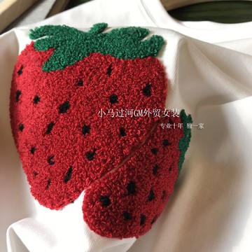 重工立體草莓刺繡~好看極了！新疆長絨棉純棉寬松圓領短袖T恤女夏