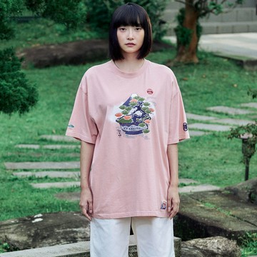 江戶勝｜男裝｜橘綠盆栽寬版短袖T恤