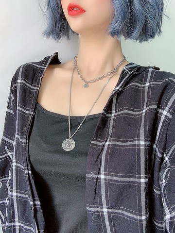 項鏈女潮人ins網紅冷淡風嘻哈吊墜個性雙層掛件毛衣鏈嘻哈頸鏈