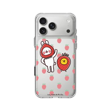 iPhone 17 Pro Max Clear Case（相機按鈕） 透明 - 懶散兔與啾先生 Lazy Rabbit and Mr.Chu - 草莓