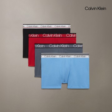 【Calvin Klein】 CK 棉質彈性平口內褲 4 件組_藍色