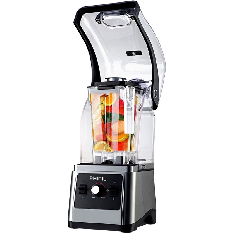 新品-沙冰機商用奶茶店用家用多功能帶罩隔音破壁料理機碎冰刨冰機110V