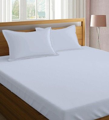 床包組-內含床包+枕套/特波麗/2389-2淺色時尚-晴空藍