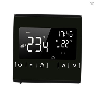 觸摸屏電地暖溫控器 恆溫地暖溫度調整器 AC85-250V溫度控制器 MH1822D 黑色