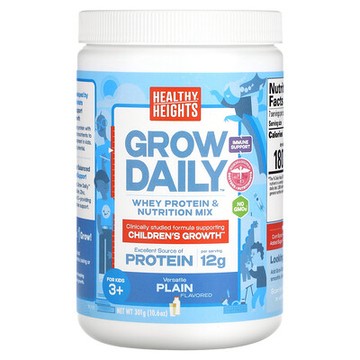 Healthy Heights, 每日成長，乳清蛋白和營養混合物，適合 3 歲以上兒童，普通，10.6 盎司（301 克）