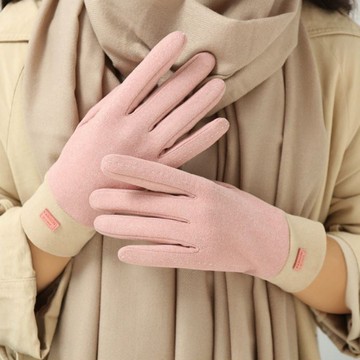 女士冬季德絨款加厚加絨保暖手套-束口款粉色_廠商直送