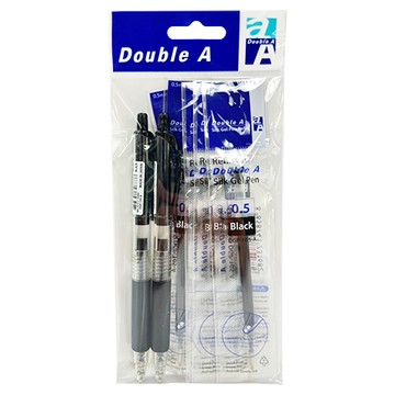 Double A中性筆超值包/DGP-105/黑/0.5mm/2支筆送5支替芯