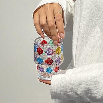 手彩繪海棠花玻璃190ml