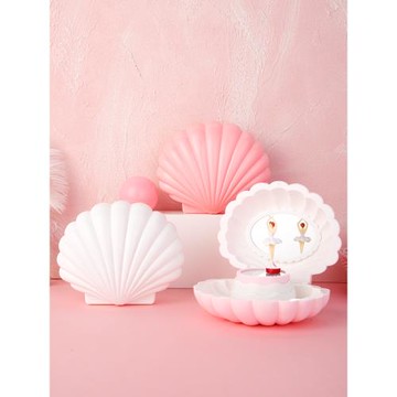 七彩閃光貝殼音樂盒八音盒創意跳舞女孩梳妝盒女生兒童節生日禮物