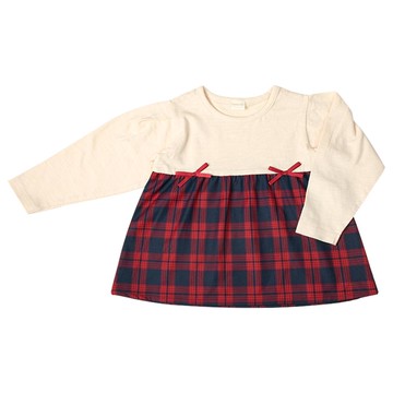 akachan honpo - 長袖T恤-胸下拼接-象牙白色