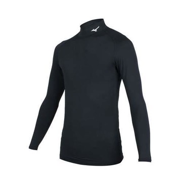 MIZUNO 男高領長袖緊身衣-吸濕排汗 抗UV 運動 訓練 上衣 美津濃