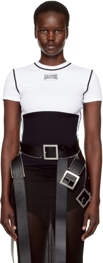 Jean Paul Gaultier 黑色 & 白色 The Color-Block T 恤