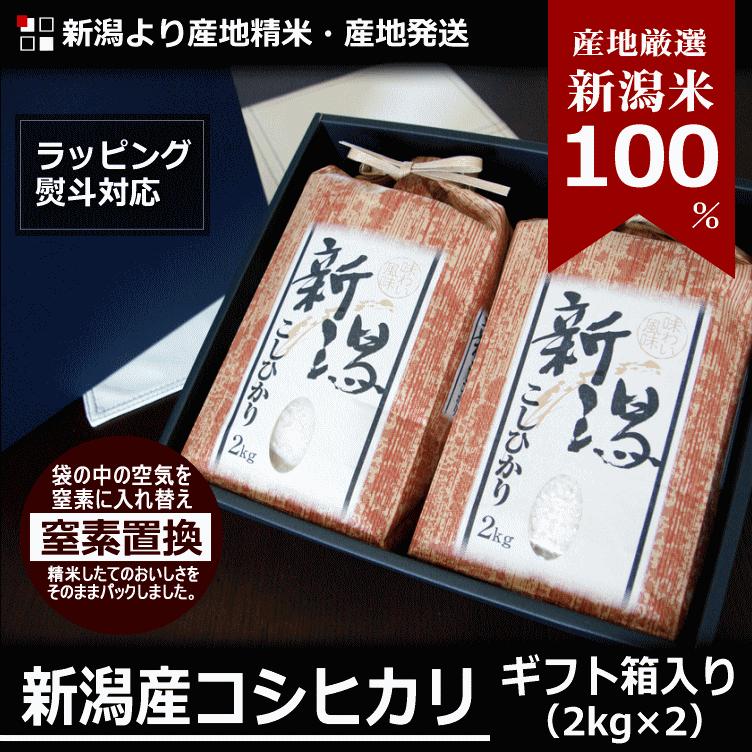 新米入荷 内祝い お米ギフト 新潟産 コシヒカリ 4kg 2kg×2袋 令和5年度産  新潟米 産地直送 贈答用 箱入り 特産品 名物商品