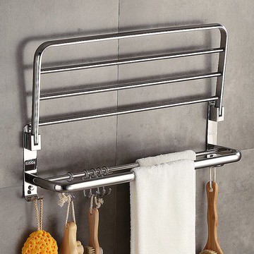 不鏽鋼毛巾架 浴巾架304不鏽鋼浴室毛巾架免打孔酒店衛生間置物架廁所收納壁掛『XY21914』