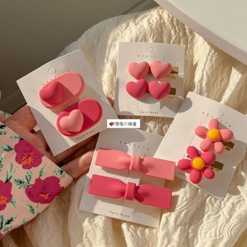 可開發票☆【臺灣精品】💕合金硅膠髮飾個裝花朵愛心小發夾邊夾女側邊劉海夾時尚組合款式