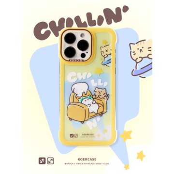 KOERCASE 放松一下小幽靈手機殼無邊框涂鴉甜美少女 卡通插畫原創意小眾適用蘋果16iPhone15ProMax14Pro13