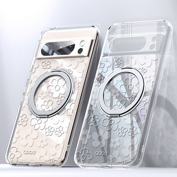 apbs Google Pixel 9/8系列 浮雕感360旋轉磁吸立架手機殼-Flower