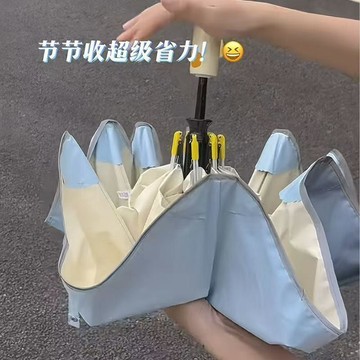 ⚡臺灣現貨⚡韓系圓角三折自動傘 節節收防曬彩膠傘 摺疊晴雨兩用 防紫外線抗UV 輕巧便攜 一鍵開收 女生質感款