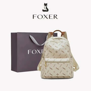 FOXER 女式雙肩包時尚印花大容量雙肩包學生雙肩包