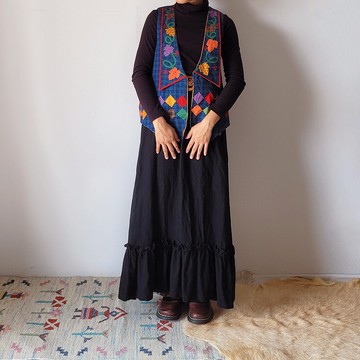 BajuTua /古著/ 70's 美國製 百搭黑羊毛氈長裙
