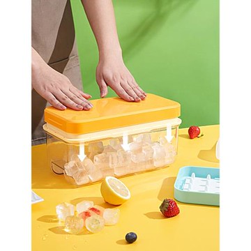 SOING調酒冰塊模具家用食品級硅膠大容量按壓冰格盒制冰神器帶蓋