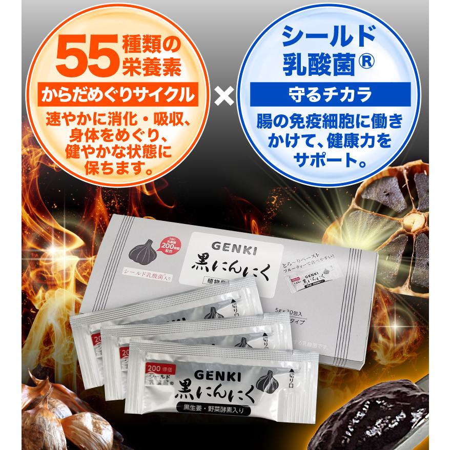 初回限定 1家族1回 53%OFF GENKI黒にんにく 1箱(5gx30包) 醗酵黒生姜 ガシュツ末 梅エキス 野菜酵素 フラクトオリゴ糖 シールド乳酸菌 健康 腸活 国産 メール便