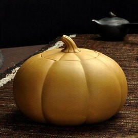 【陶瓷茶葉罐-大肚-大號-直徑18*高13.5cm-1800ml-600g-1套/組】 宜興段泥紫砂茶葉罐儲物功夫茶具零配茶罐-7501015