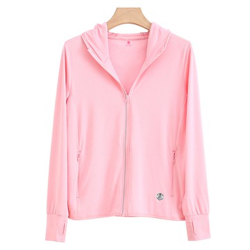 UPF50+冰絲涼感防曬連帽外套-粉色-女款