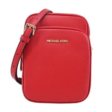 MICHAEL KORS JET SET荔枝紋前口袋直式斜背包-中/紅