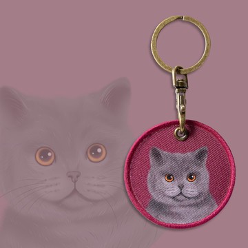 Q毛 鑰匙圈 布章鑰匙圈 英短藍貓 悠遊卡 悠遊卡鑰匙圈 貓咪吊飾