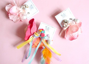 結婚套裝 婚禮伴娘姊妹禮物 手工串珠 花花耳環/耳夾 伴手禮 花球