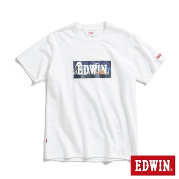EDWIN 男裝 露營系列 富士山腳營地LOGO印花短袖T恤-米白色