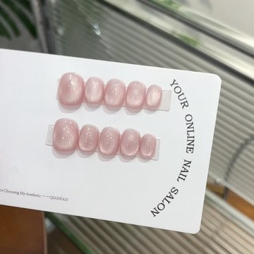 🏆精品純手工🏆 溫柔氣質冰透 純色穿戴甲 指甲貼片 貓眼 穿戴式美甲 高級感 美甲 指甲貼 指甲片 美甲片