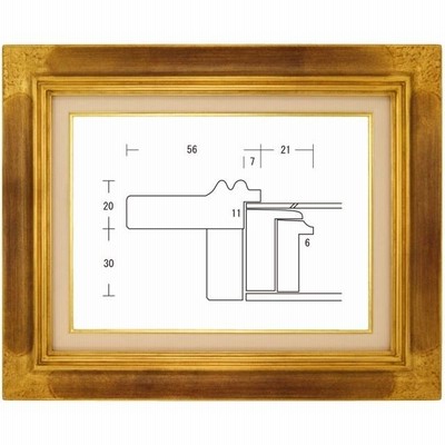 額縁 油彩額縁 油絵額縁 木製フレーム 月桂 金 サイズF0号