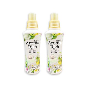 (2瓶超值組)日本LION獅王-Aroma Rich長效除臭蓬鬆防褶皺衣物香氛柔軟精480ml/瓶-028青蘋(白)(消臭持香柔衣精,室內晾曬護衣精)