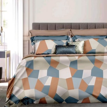 A-ONE 台灣製雪紡棉被套床包組 萬花筒 1組 環保印染技術 高成本磨毛處理  床包 + 棉被套 + 枕套2個  雙人加大