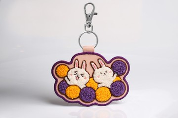 【雙面刺繡鑰匙圈/吊飾】-台灣小吃 -地瓜球 DND