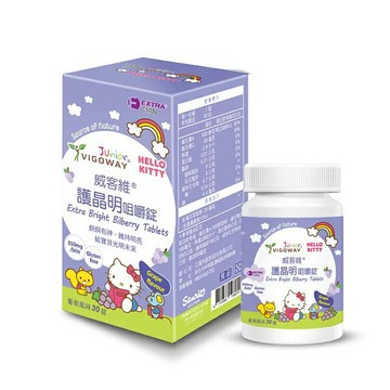 威客維 VIGOWAY 護晶明咀嚼錠 葡萄口味30錠/瓶 葉黃素、乳酸菌、黑醋栗、益生菌 憨吉小舖