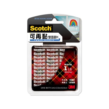 3M Scotch R100S 可再黏雙面膠片 18片 1x1吋(2.54x2.54cm)  透明色  1組