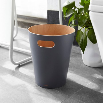 Umbra | Woodrow木紋垃圾桶(岩灰7.5L) | 無蓋垃圾桶 垃圾筒