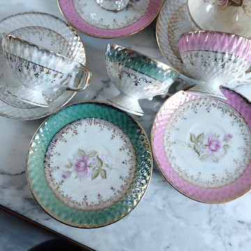 法國宮廷粉色系陶瓷杯套裝