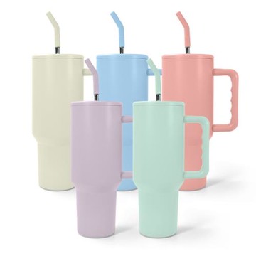 便攜40oz冰霸杯馬卡龍三代不銹鋼吸管杯大容量DIY車載杯手柄汽車