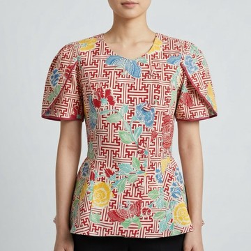 【INBATIC】FIORA - Short-sleeved Top 短袖上衣 - RED紅色