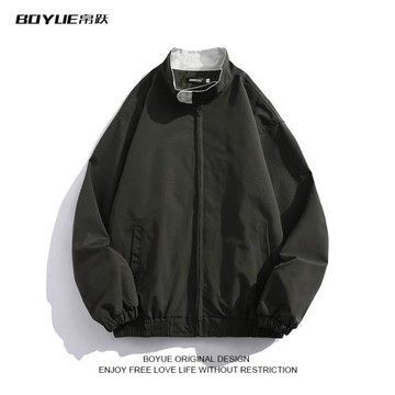 BOYUE帛躍機能沖鋒衣外套春季帥氣立領純色通勤oversize夾克男生