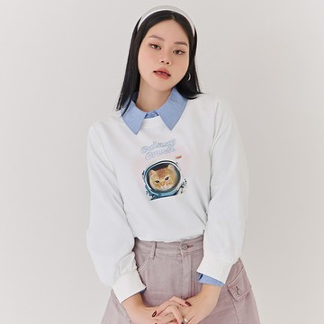 宇宙探險跩貓印花大學TEE(unisex)(MIND.A.DAY聯名)