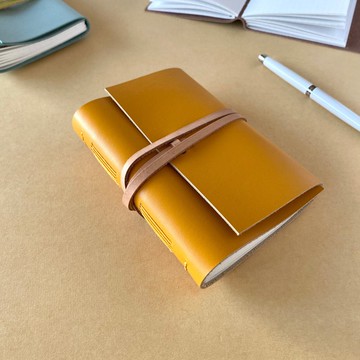 皮革手帳 B7 芥末黃色