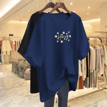 中老年女士短袖t恤夏季媽媽遮肚顯瘦中長款純棉休閑大碼寬松上衣