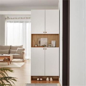 [hoi!]林氏木業北歐風百搭四門玄關鞋櫃 LS187-原木+白色