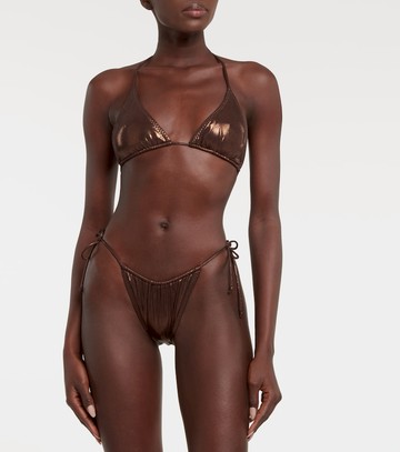 Norma Kamali String metallic bikini top