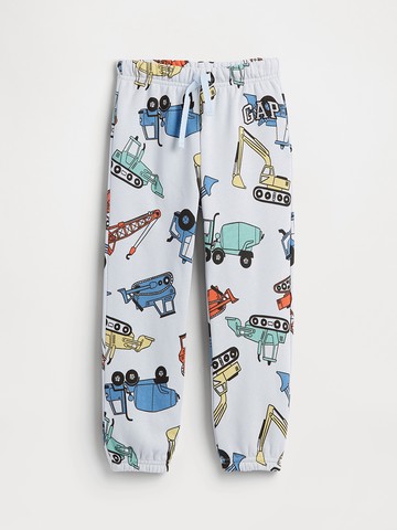 男幼童裝 Logo刺繡印花刷毛束口抽繩棉褲-淺灰色